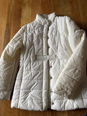 Moda International White Quilted Snap-Front Puffer Jacket